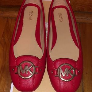 Women’s Michael Kors Fulton Moc bright red flats size 8.5m new with box